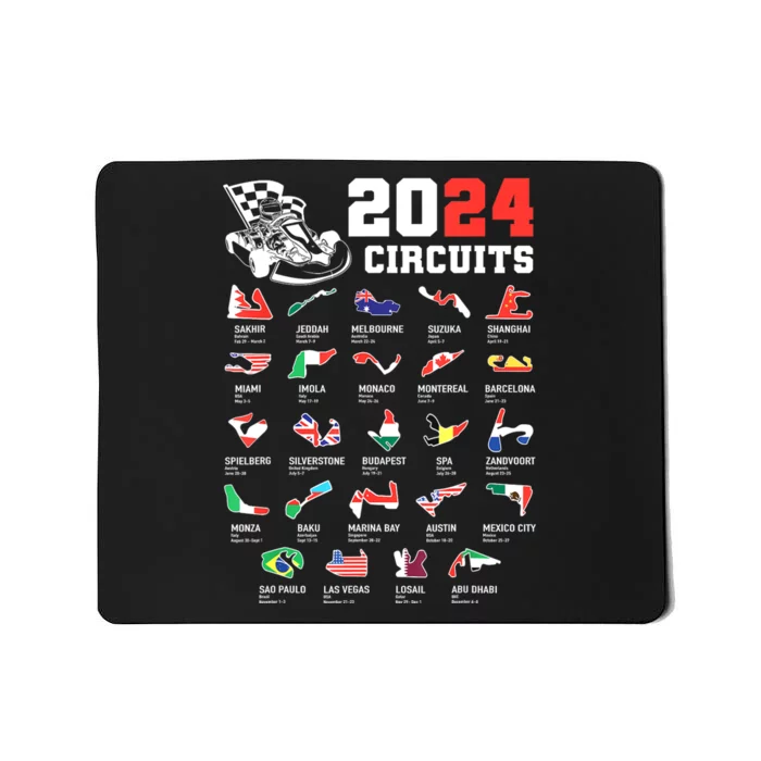 Formula One 2024 Calendar For Race Car Fan Circuits Race Mousepad