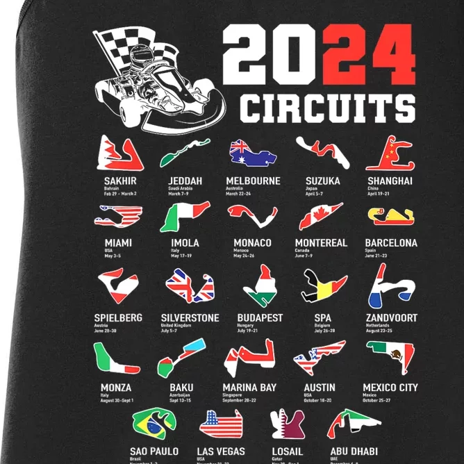 Formula One 2024 Calendar For Race Car Fan Circuits Race Women's Racerback Tank