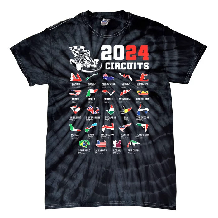 Formula One 2024 Calendar For Race Car Fan Circuits Race Tie-Dye T-Shirt