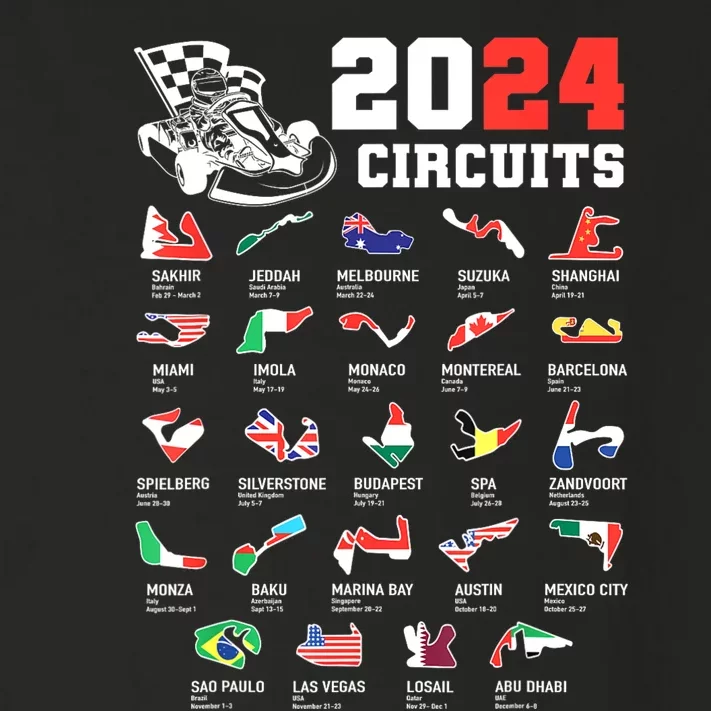 Formula One 2024 Calendar For Race Car Fan Circuits Race Toddler Long Sleeve Shirt