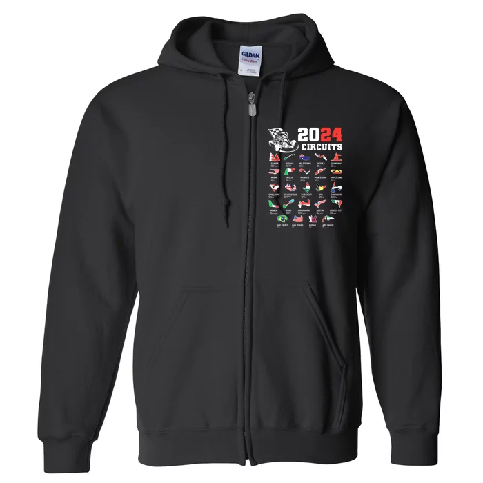 Formula One 2024 Calendar For Race Car Fan Circuits Race Full Zip Hoodie