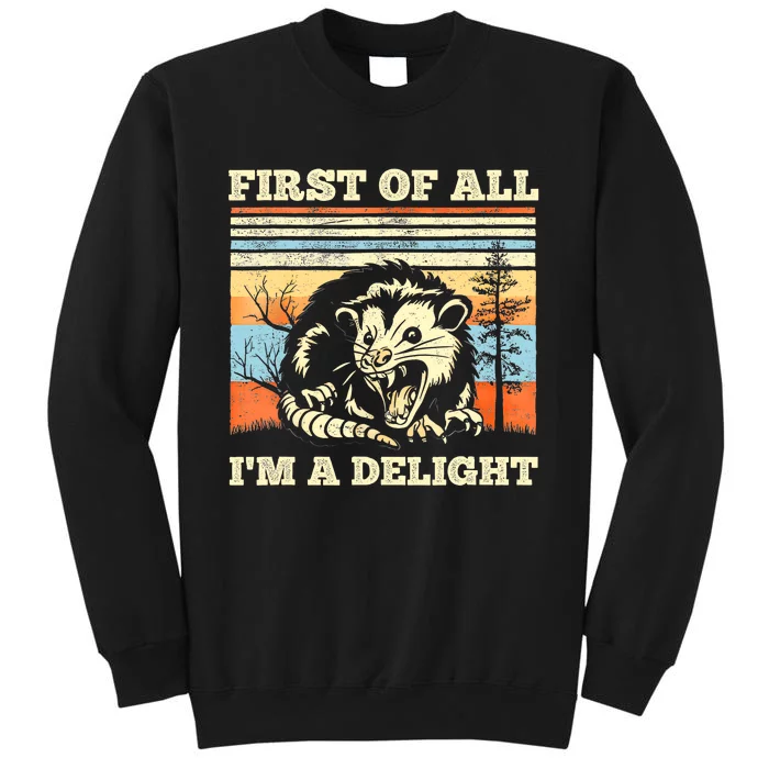 First Of All Im A Delight Sarcastic Angry Opossum Possum Sweatshirt