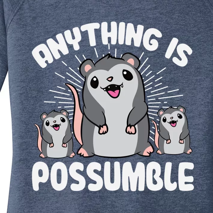 Funny Opossum Anything Is Possumble Cute Possum Family Cool Gift Women's Perfect Tri Tunic Long Sleeve Shirt