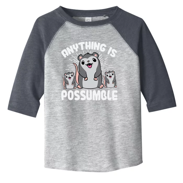 Funny Opossum Anything Is Possumble Cute Possum Family Cool Gift Toddler Fine Jersey T-Shirt