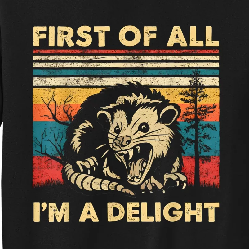 First Of All IM A Delight Sarcastic Angry Opossum Possum Tall Sweatshirt