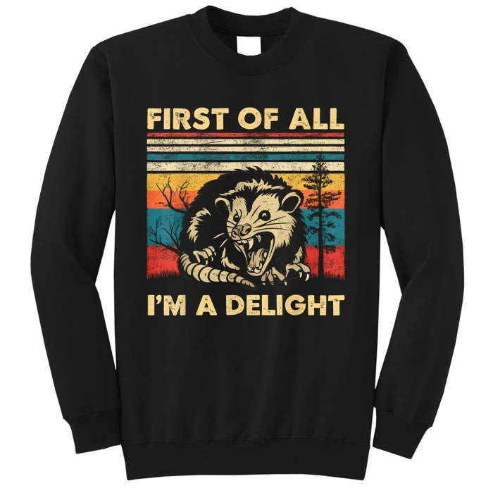 First Of All IM A Delight Sarcastic Angry Opossum Possum Tall Sweatshirt