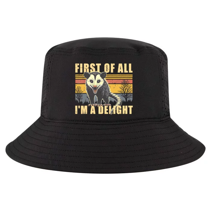 First Of All Im A Delight Sarcastic Funny Opossum Possum Cool Comfort Performance Bucket Hat