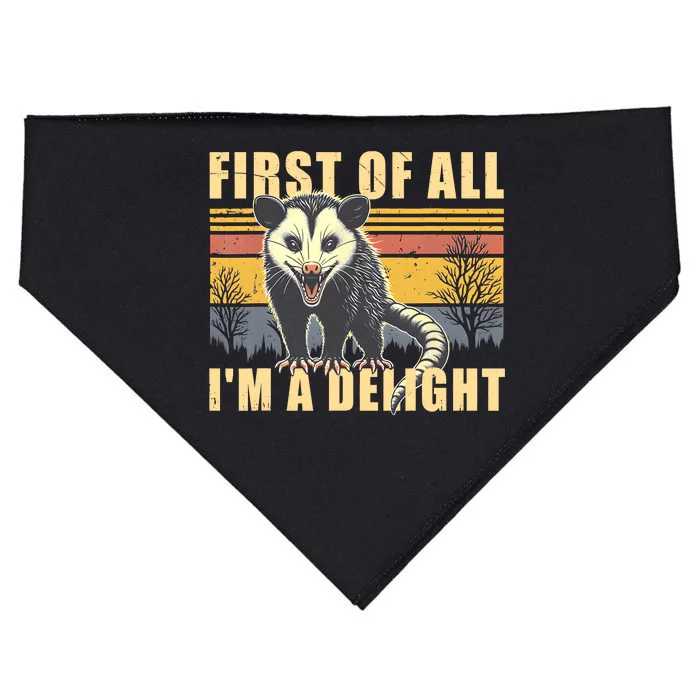 First Of All Im A Delight Sarcastic Funny Opossum Possum USA-Made Doggie Bandana