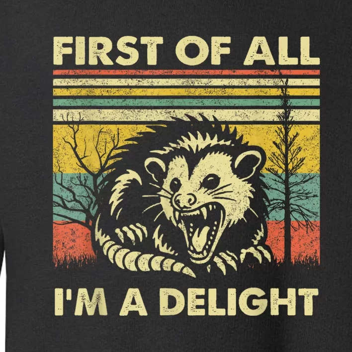 First Of All IM A Delight Sarcastic Angry Opossum Lover Toddler Sweatshirt