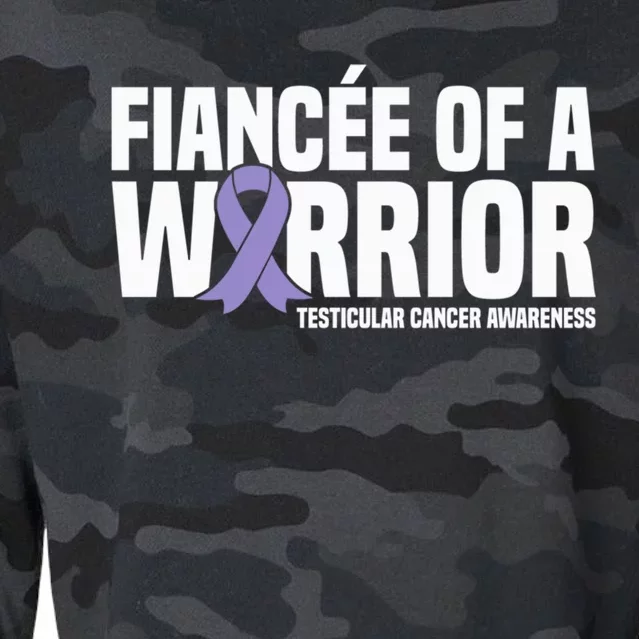 Fiancee Of A Warrior Testicular Cancer Awareness Meaningful Gift Cropped Pullover Crew