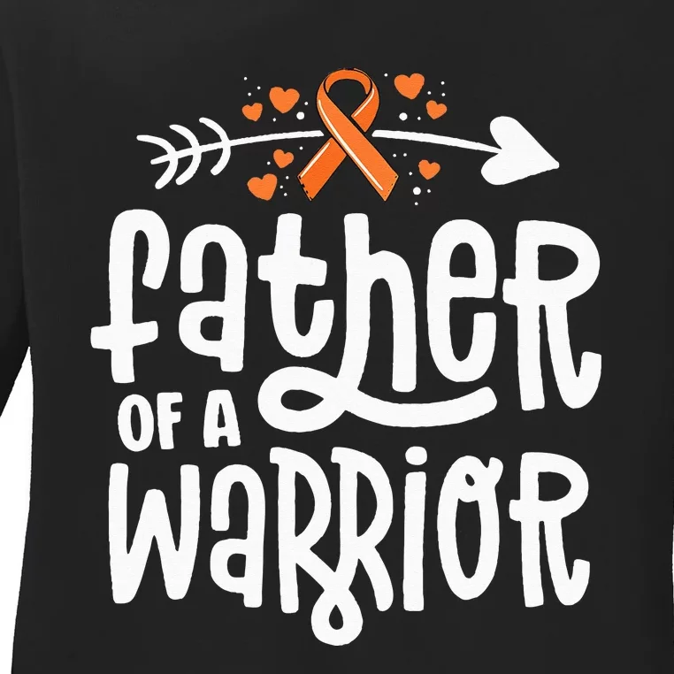 Father Of A Warrior Dad Family Leukemia Cancer Awareness Ladies Long Sleeve Shirt