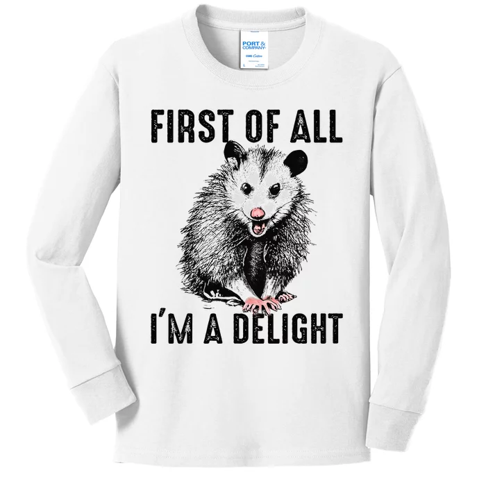 First Of All IM A Delight Opossum Lover Matching Kids Long Sleeve Shirt