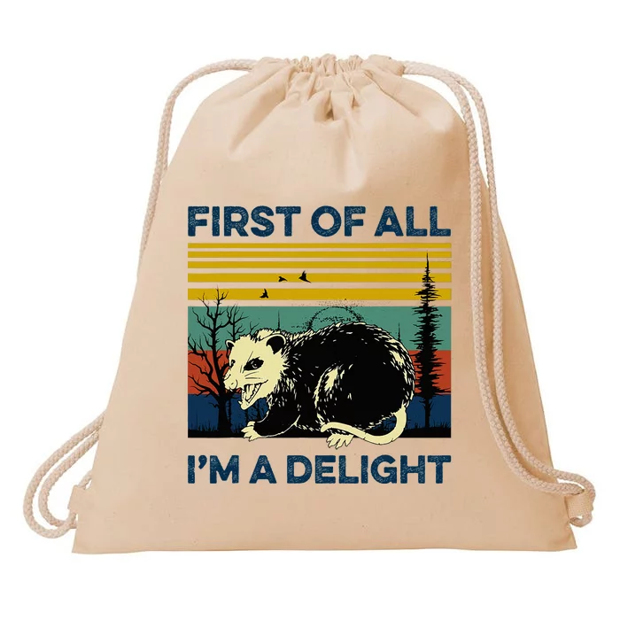 First Of All IM A Delight Possum Drawstring Bag