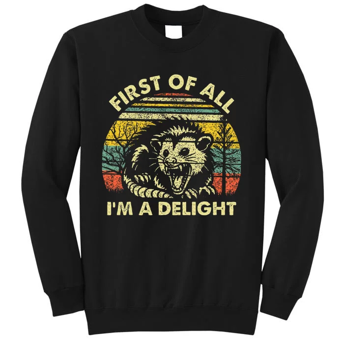 First Of All IM A Delight Sarcastic Angry Opossum Possum Tall Sweatshirt