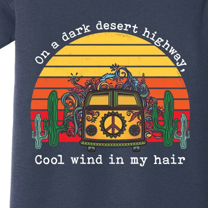 Funny On A Dark Desert Highway Retro 1 Baby Bodysuit