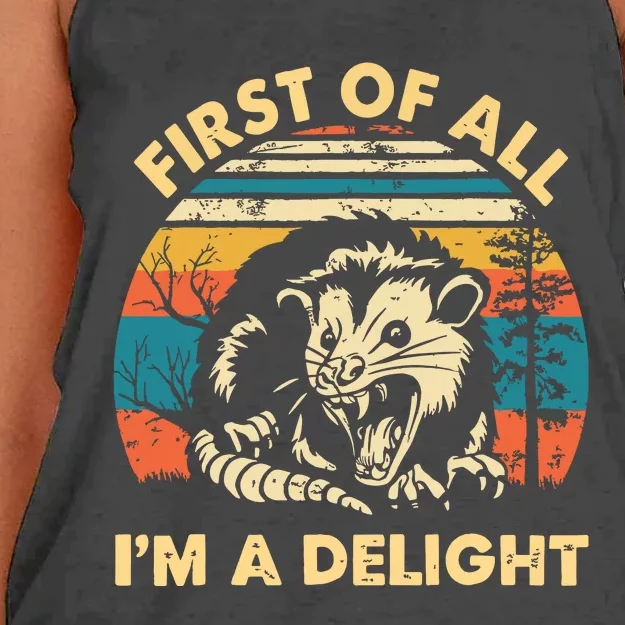 First Of All Im A Delight Opossum Possum Women's Knotted Racerback Tank