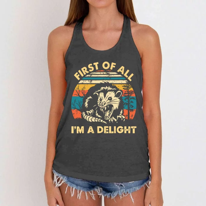 First Of All Im A Delight Opossum Possum Women's Knotted Racerback Tank