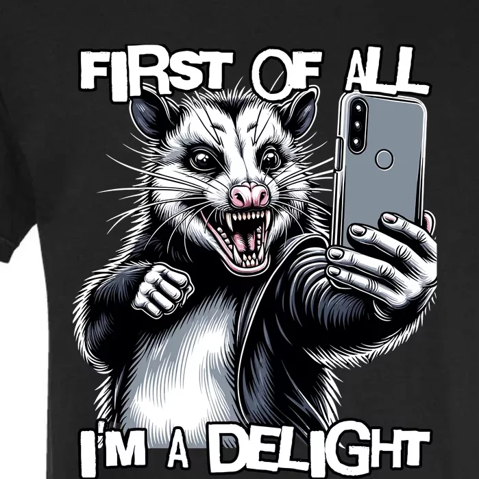 First Of All Im A Delight Sarcastic Angry Opossum Lover Garment-Dyed Heavyweight T-Shirt