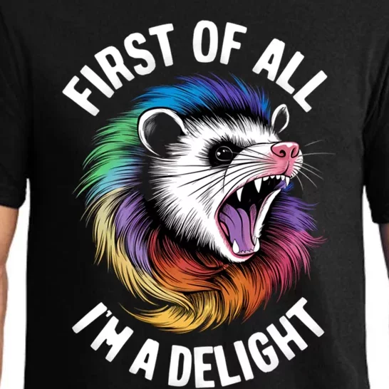 First Of All IM A Delight Sarcastic Angry Opossum Possum Gift Pajama Set