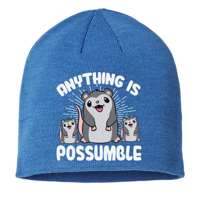 Funny Opossum Anything Is Possumble Cute Possum Family Gift 8 1/2in Sustainable Knit Beanie