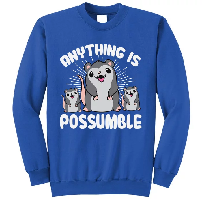 Funny Opossum Anything Is Possumble Cute Possum Family Gift Tall Sweatshirt