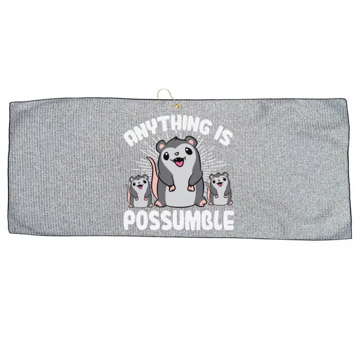 Funny Opossum Anything Is Possumble Cute Possum Family Gift Large Microfiber Waffle Golf Towel