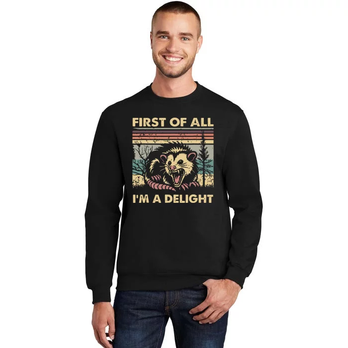 First Of All Im A Delight Vintage Angry Opossum Possum Sweatshirt