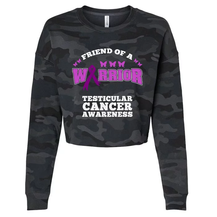 Friend Of A Warrior Testicular Cancer Awareness Meaningful Gift Cropped Pullover Crew