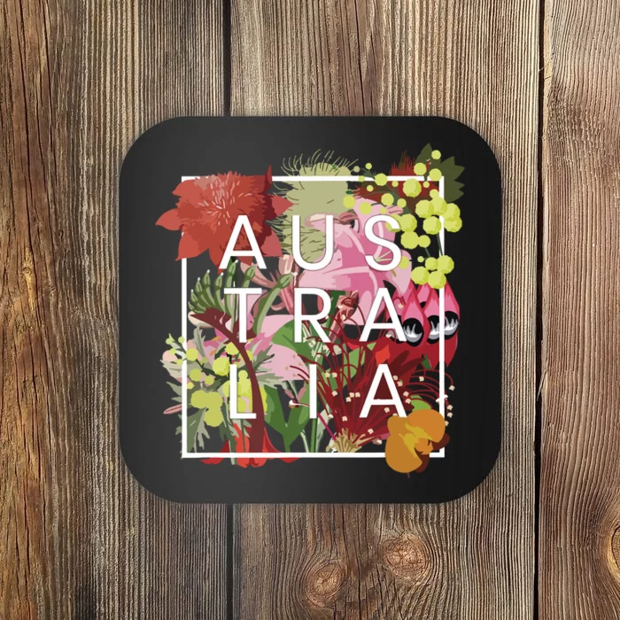 Flowers Of Australia Word Art Australian Pride Coaster