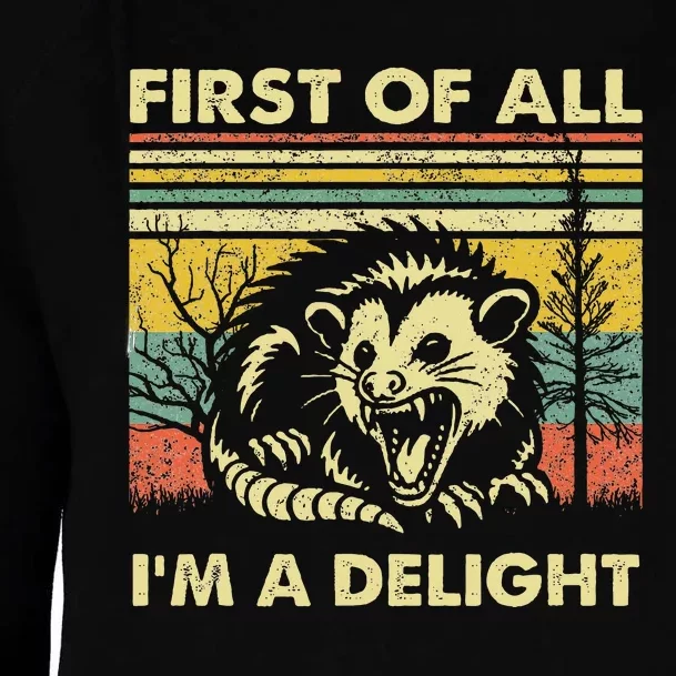 First Of All IM A Delight Sarcastic Angry Opossum Lover Womens Funnel Neck Pullover Hood