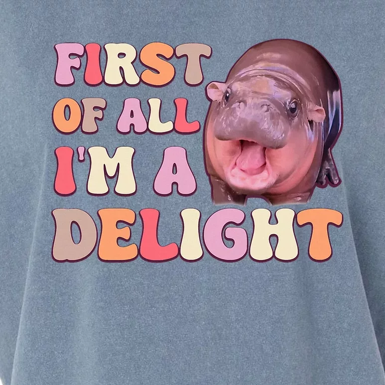 First Of All IM A Delight Moodeng Funny Meme Saying Garment-Dyed Women's Muscle Tee