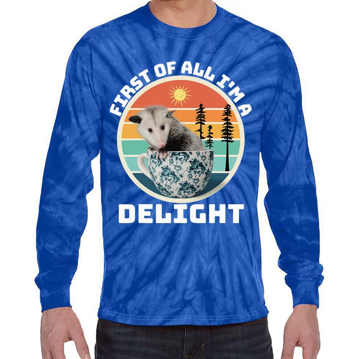 First Of All IM A Delight Sarcastic Angry Opossum Possum Tie-Dye Long Sleeve Shirt