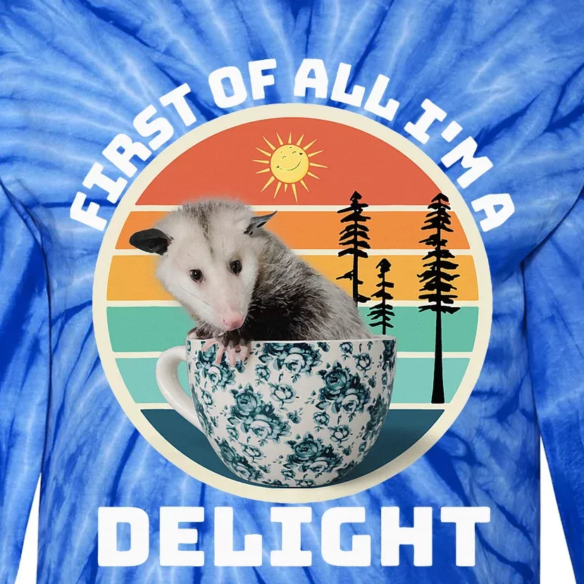 First Of All IM A Delight Sarcastic Angry Opossum Possum Tie-Dye Long Sleeve Shirt