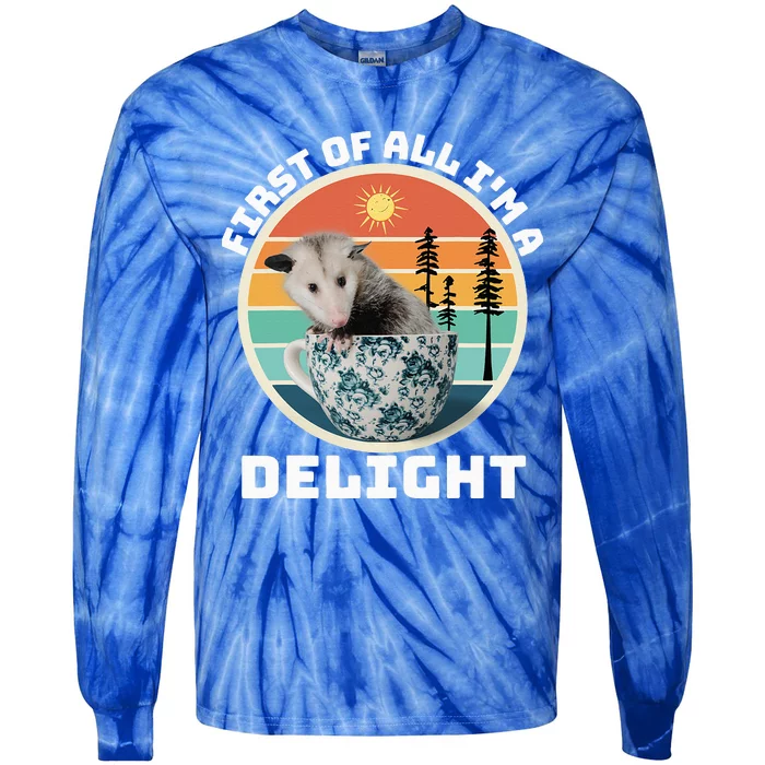 First Of All IM A Delight Sarcastic Angry Opossum Possum Tie-Dye Long Sleeve Shirt