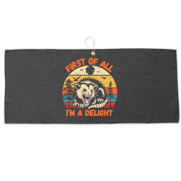 First Of All I Am A Delight Sarcastic Angry Opossum Large Microfiber Waffle Golf Towel