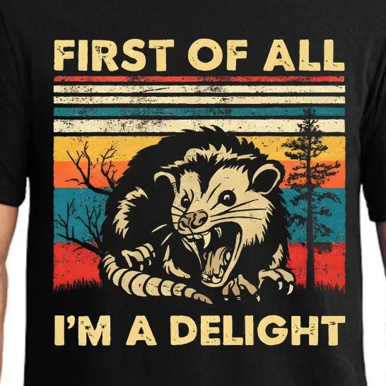 First Of All IM A Delight Sarcastic Angry Opossum Possum Pajama Set