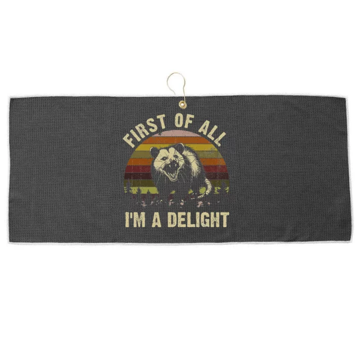 First Of All IM A Delight Sarcastic Angry Opossum Large Microfiber Waffle Golf Towel