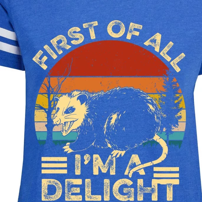 First Of All IM A Delight Sarcastic Angry Opossum Lover Enza Ladies Jersey Football T-Shirt