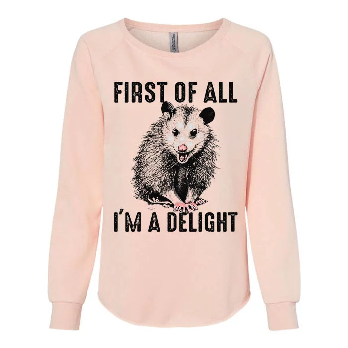 First Of All IM A Delight Opossum Lover Matching Womens California Wash Sweatshirt