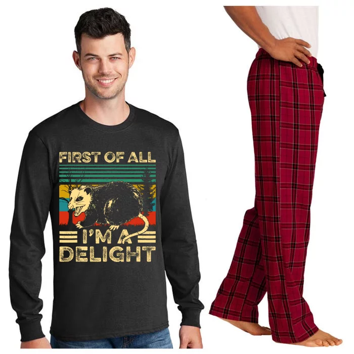 First Of All IM A Delight Sarcastic Angry Opossum Lover Long Sleeve Pajama Set