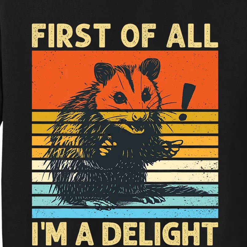 First Of All IM A Delight Sarcastic Angry Opossum Possum Tall Sweatshirt