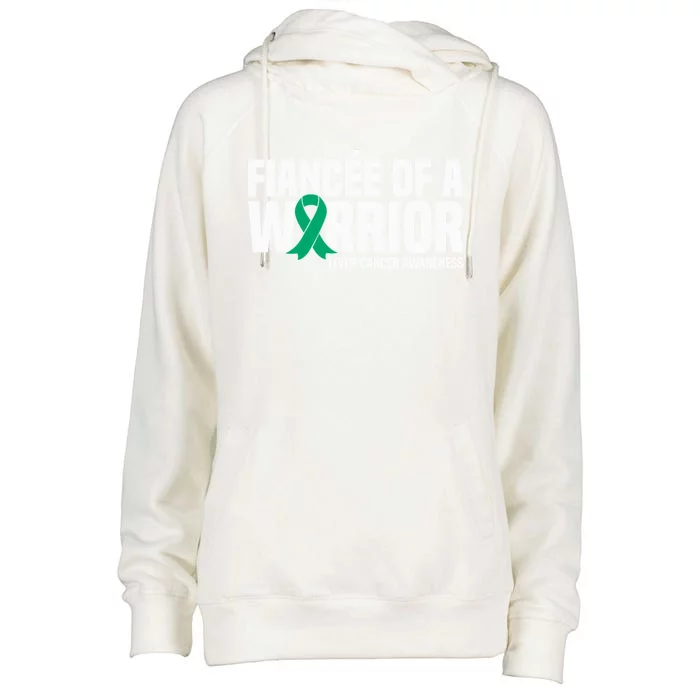 Fiancee Of A Warrior Liver Cancer Awareness Meaningful Gift Womens Funnel Neck Pullover Hood