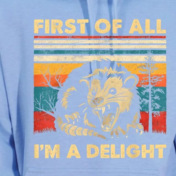 First Of All IM A Delight Sarcastic Angry Opossum Possum Unisex Surf Hoodie