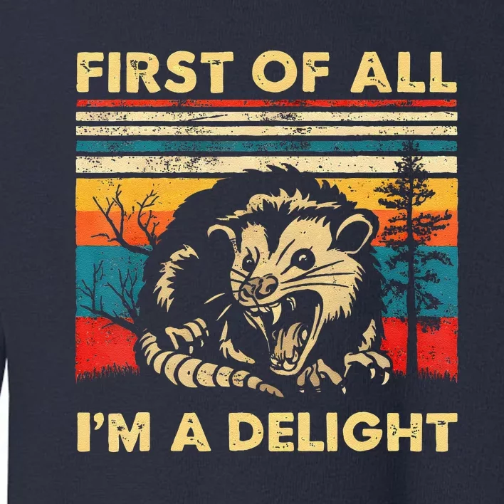 First Of All IM A Delight Sarcastic Angry Opossum Lover Toddler Sweatshirt