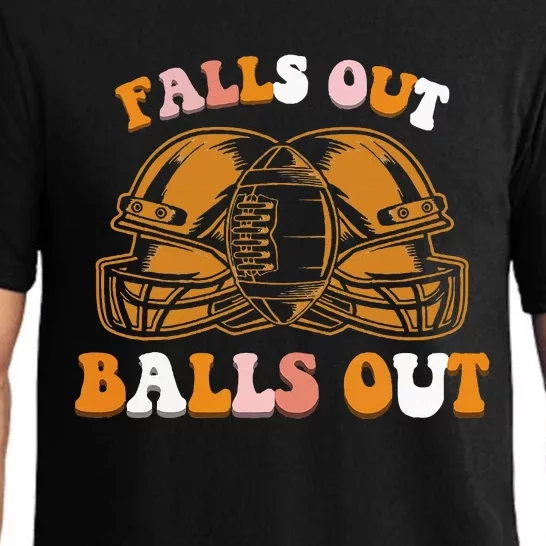 Falls Out Balls Out Thanksgiving Football Autumn Game Day Pajama Set