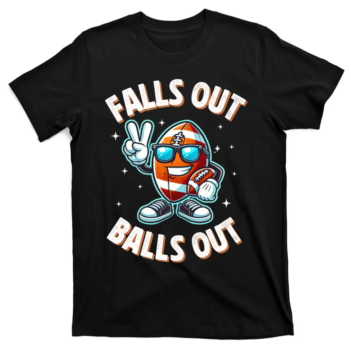 Falls Out Balls Out Cool Retro Football Vintage Thanksgiving T-Shirt