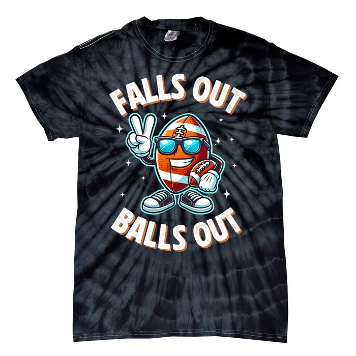 Falls Out Balls Out Cool Retro Football Vintage Thanksgiving Tie-Dye T-Shirt