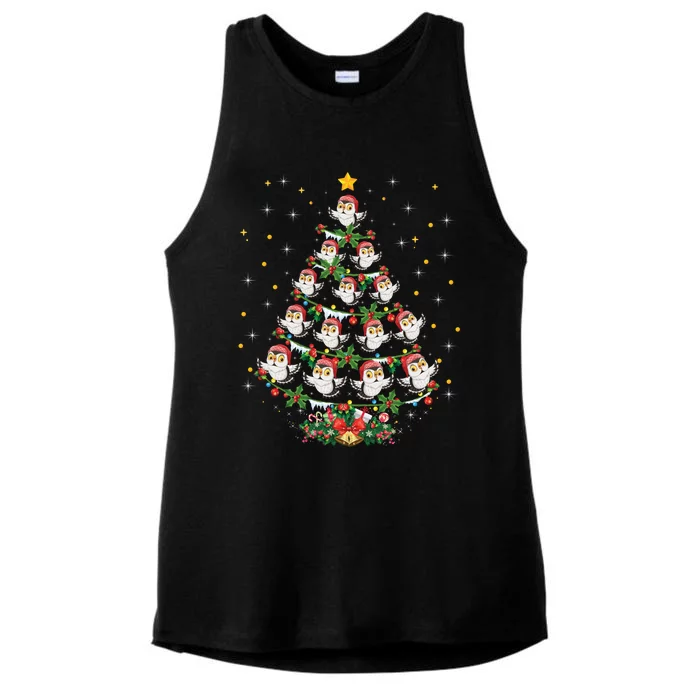 Funny Owls Bird Lover Xmas Gift Owl Christmas Tree Gift Ladies Tri-Blend Wicking Tank