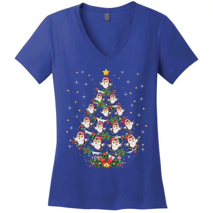 Funny Owls Bird Lover Xmas Gift Owl Christmas Tree Gift Women's V-Neck T-Shirt