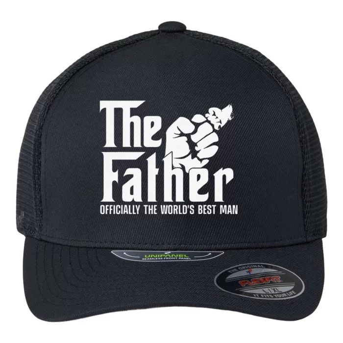 Father Officially Best Man Papa Daddy Stepdad Poppa Husband Flexfit Unipanel Trucker Cap